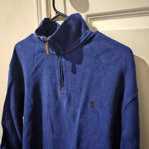 Polo Ralph Lauren Pullover Half Zip Long Sleeve Mens XL Blue Sweater - Picture 2 of 5